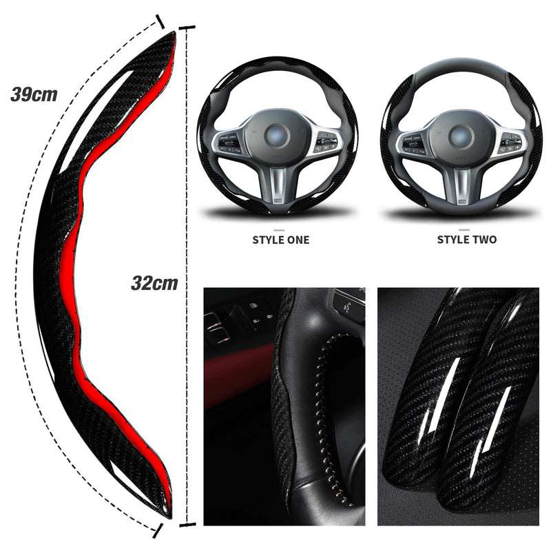  [AUSTRALIA] - Car Steering Wheel Cover Set Bright Carbon Fiber Wrap Non-Slip 3pcs Steering Wheel Accessories 14.5-15 inch Universal (Black) Black Black Black
