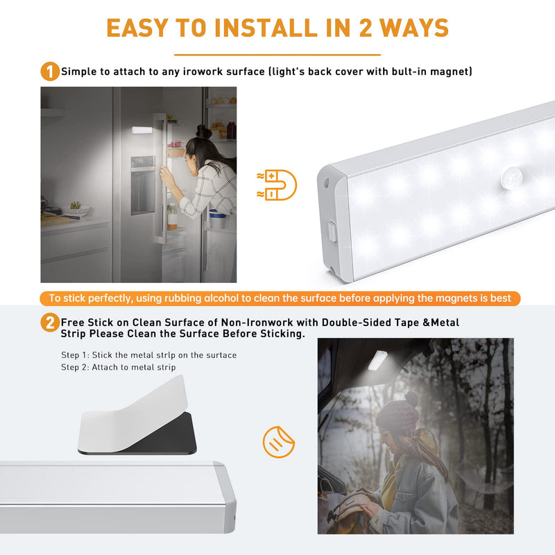 LED Closet Light with Charging Station, 5 Pcs Dimmer Rechargeable Motion Sensor Under Cabinet Lighting, Stick-Anywhere Night Safe Light Bar for Wardrobe,Kitchen 5 Pack with Stand White