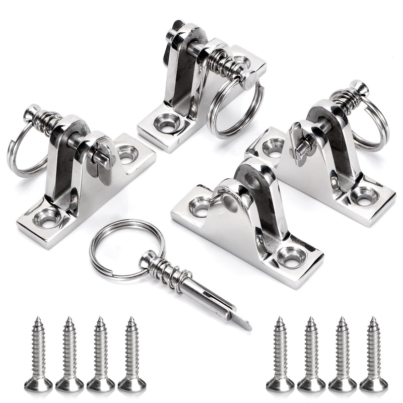 4X Bimini Top Deck Hinge with Pin and Ring (4, 4 Pcs)