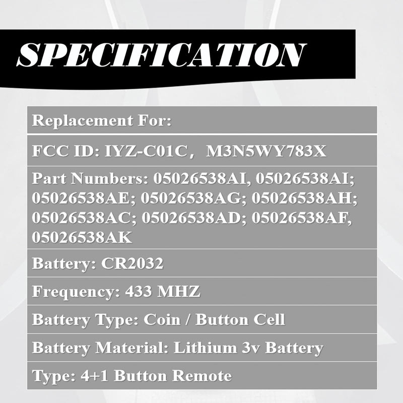 DIY Key Fob Replacement Kit Fits for Dodge Challenger 2008 2009 2010 2011 2012 2013 2014 Charger Durango Chrysler 300 2008-2010 Keyless Entry Remote Control IYZ-C01C M3N5WY783X