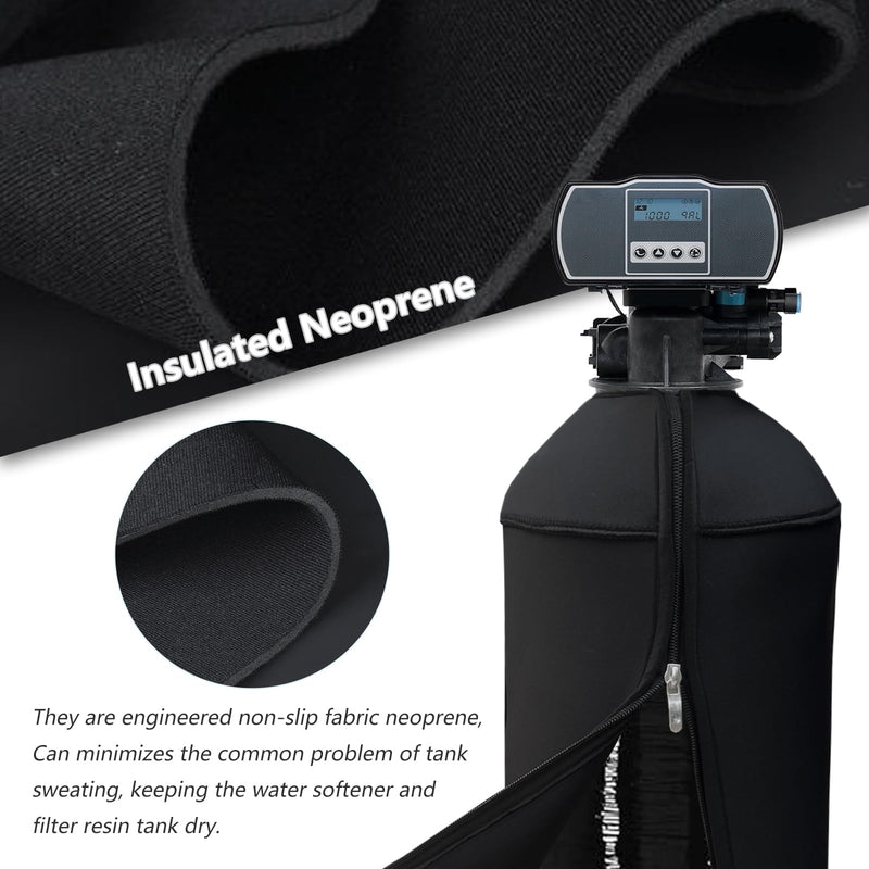 8x44 Inch Water Softener Tank Jacket - Insulated 3.5mm Neoprene Slip Sleeve to Prevent Sweating, Heavy-Duty Outdoor Water Softener Cover,Black Black 8''D x 44''H