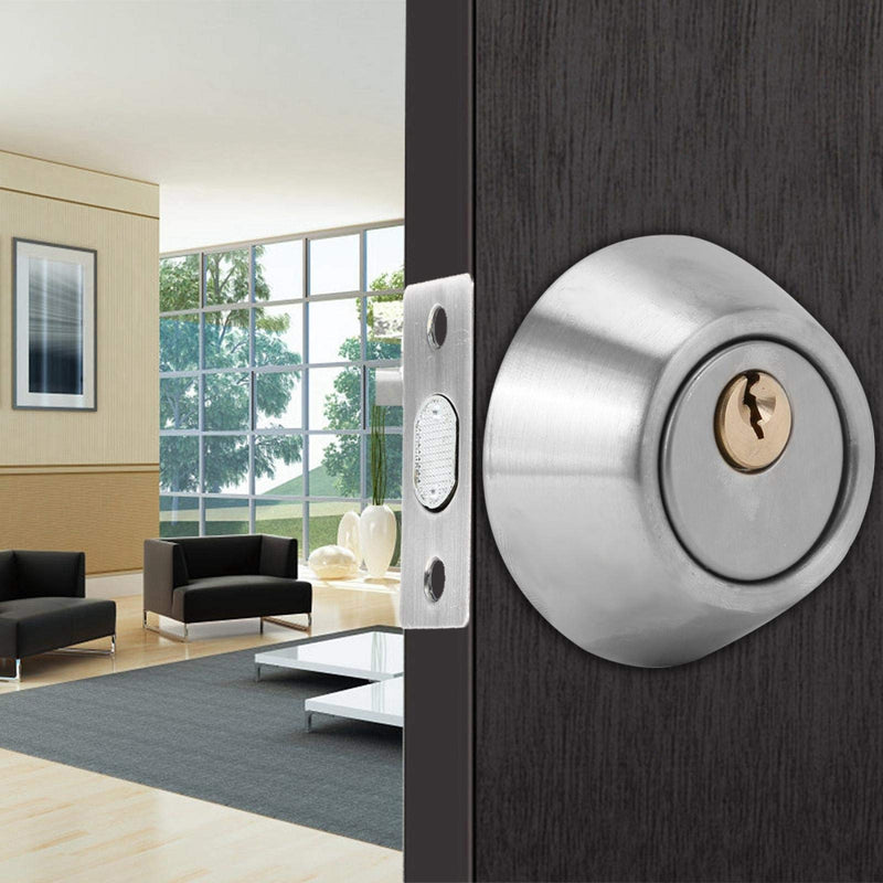Premium Double Cylinder Security Door Lock for Wood Doors High Durability Safety Key Control Mechanism(Silver)
