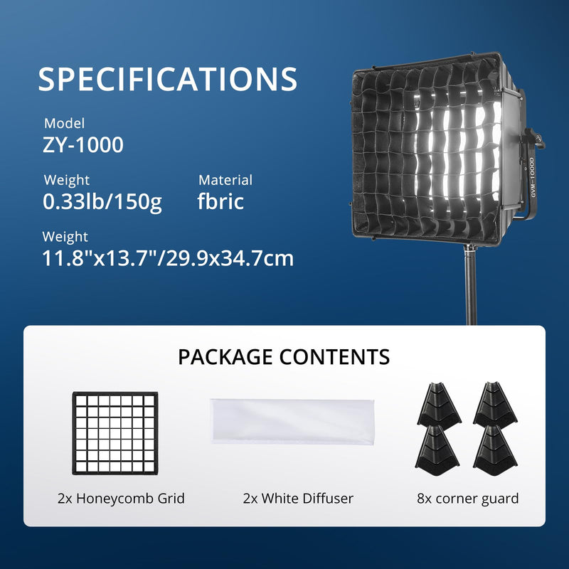 GVM Foldable Softbox with Diffusers/Honeycomb Grid, 2 Packs Softbox Lighting Kit Compatible with GVM 680RS/880RS/1000D RGB Video Light for YouTube/Portrait Photography/Product Shoots/Live Streaming