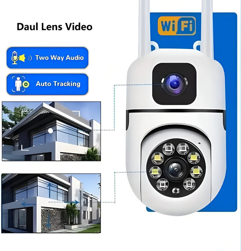 Camera Home Security, Outdoor Camera Dual Lens, WiFi Human Detection, HD Night Vision, 2-Way Talk, Indoor/Outdoor Camera, Dual Screen App Control, for Home Yard Store, Surveillance Wireless Camera (2)