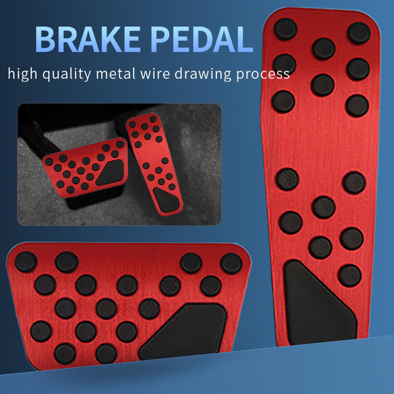 Aluminum Alloy Pedal Cover for Dodge Challenger 2008-2023 for Charger 2011-2023 for Chrysler 300 300C 2009-2019 No Drilling Aluminum Brake and Accelerator Pedal Covers (Red) Red