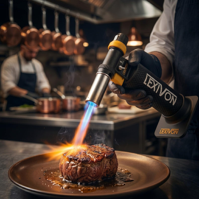 LEXIVON Butane Blow Torch, Heavy-Duty Refillable Lighter with Adjustable Flame and Pro-Grade Aluminum Tank | Ideal for Soldering and Kitchen Tasks (LX-761)