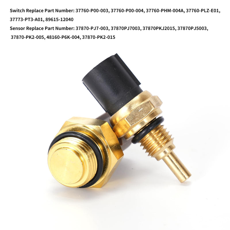 Rldym Engine Coolant Temperature Sensor Temp Sender Kit 37870-PJ7-003 37760-P00-003 for Honda Accord 1992-2002, Honda Civic 1992-2005 2PCS