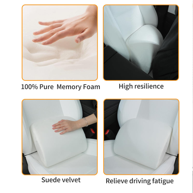  [AUSTRALIA] - Memory Foam Lumbar Support Pillow for Tesla Model 3 Model Y Model S/X Cybertruck Model 3 Hidden Model Y Juniper Accessories - Mid/Lower Back Support Cushion for Car Seat (White) Lumbar Support White 1pc