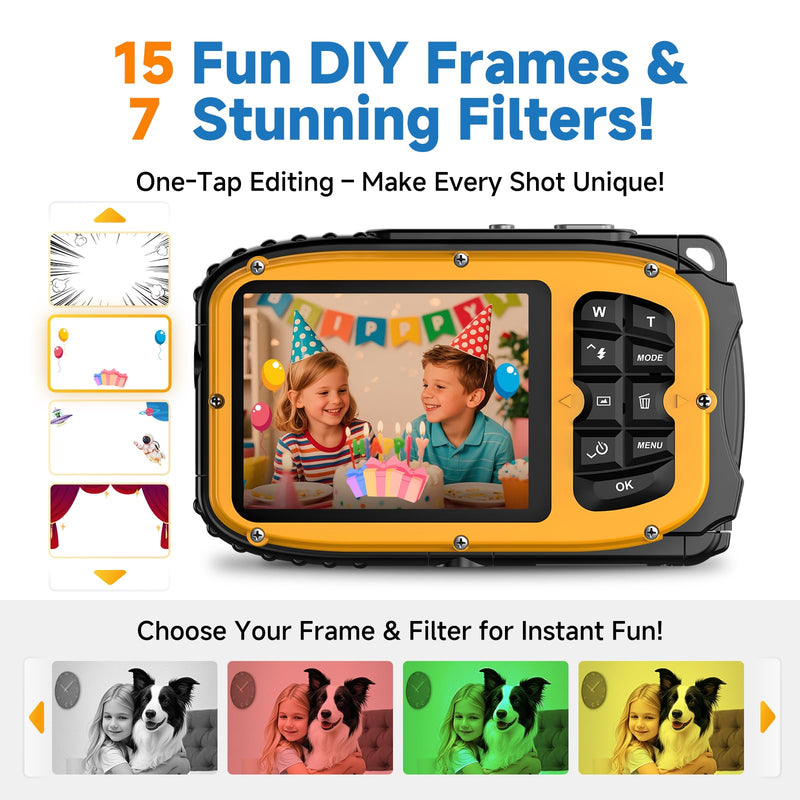 Underwater Floating Digital Camera – 48MP HD Bare-Body Waterproof Camera, No Case Needed for Underwater Fun & Childhood Memories (Orange) Orange