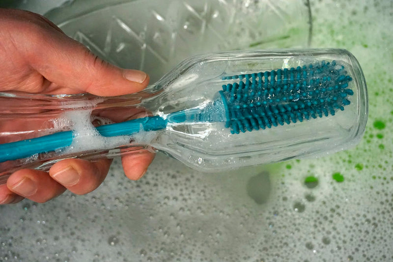 RSVP International Kitchen Scrubber Collection Dishwasher Safe, Silicone Bottle Brush, 12.5", Turquoise Silicone Bottle Brush, 12.5"