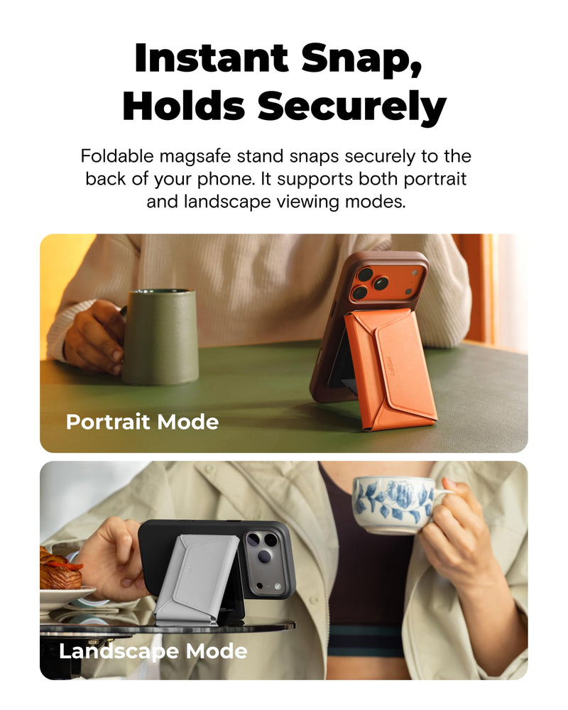 MOFT Trackable Field Wallet & Stand, Magsafe Phone Wallet, Jet Black | Apple Find My & Google Find Hub Integration | Holds 8 Cards | MOVAS Leather | Pull-to-Access | Travel Essential | Best Gift Phone Wallet Stand