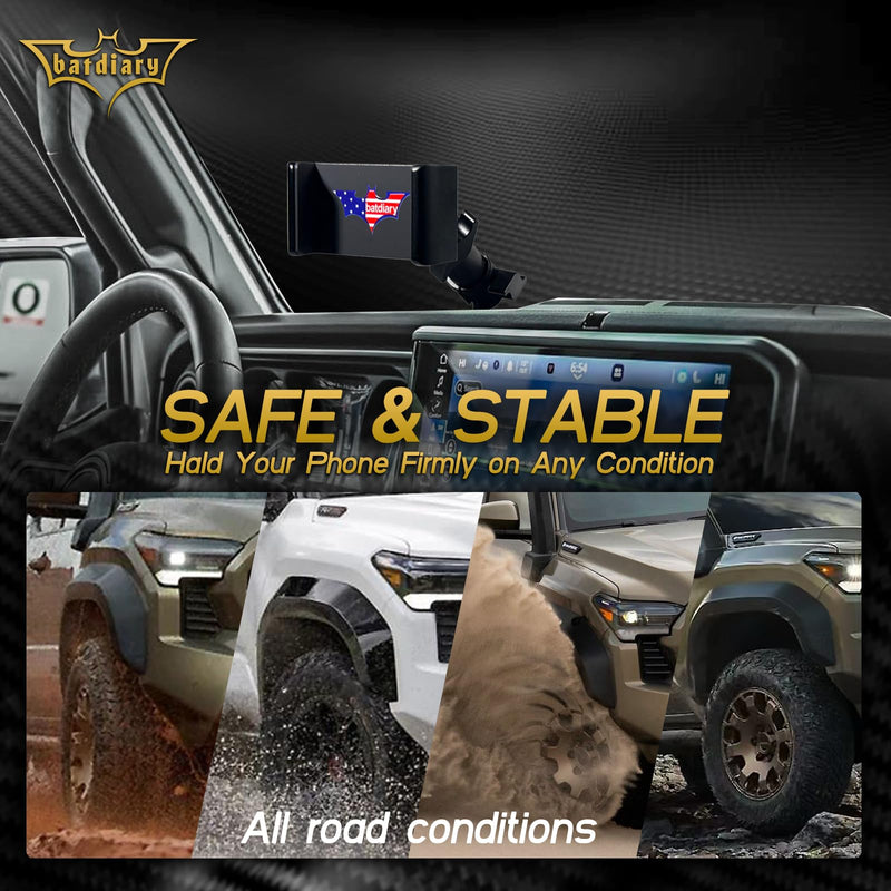 for 2026 2025 Jeep Wrangler 4xe Gladiator Alloy Phone Mount Compatible with 2024 2025 2026 Jeep Wrangler JL 4xe & Gladiator Accessories Metal Cell Phone Holder Dash Platform Mount (Driver)