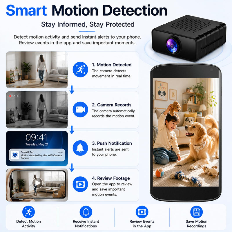 Hidden Camera, HD WiFi Mini Spy Camera with Motion Detection, Night Vision, Instant Alerts, Multi-User Sharing, Supports 128GB Micro SD Card for Home Security & Pet Monitoring hidden camera 8M