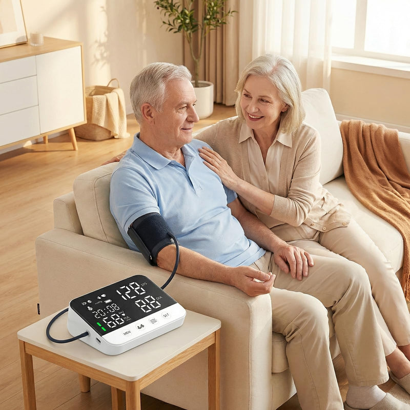 Rechargeable Blood Pressure Monitor Upper Arm, Electric Tensiometer, BP Machine, 22-32 CM Adjustable Cuff, Irregular-Heart-Beat Alert, Automatic Digital Sphygmomanometer for Home Use