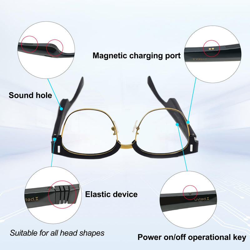 Bluetooth Sunglasses for Men Built-in Mic & Speakers, Smart Glasses Open Ear with Outdoor UV Protection and Voice Control for Men Women L051-a