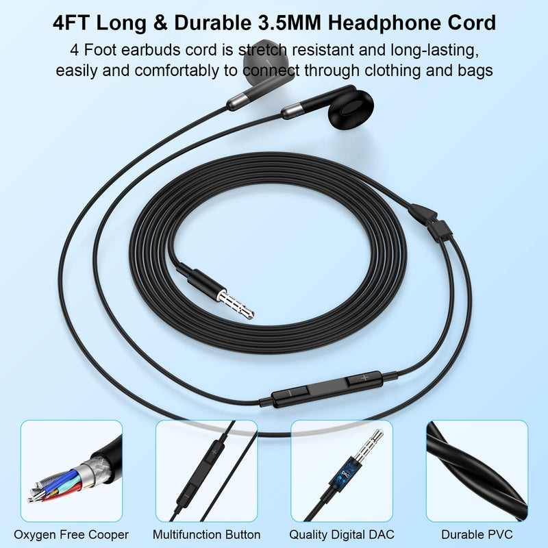 3.5mm Wired Headphones for Moto G Stylus 5G/G Power/G Play 2024 2025 2026 | G 5G 2026,G84,G17,G56, Computer Laptop Headphones 3.5mm Wired Earbuds Earphones for 3.5 MM Jack Ear Buds for Computer Laptop Black