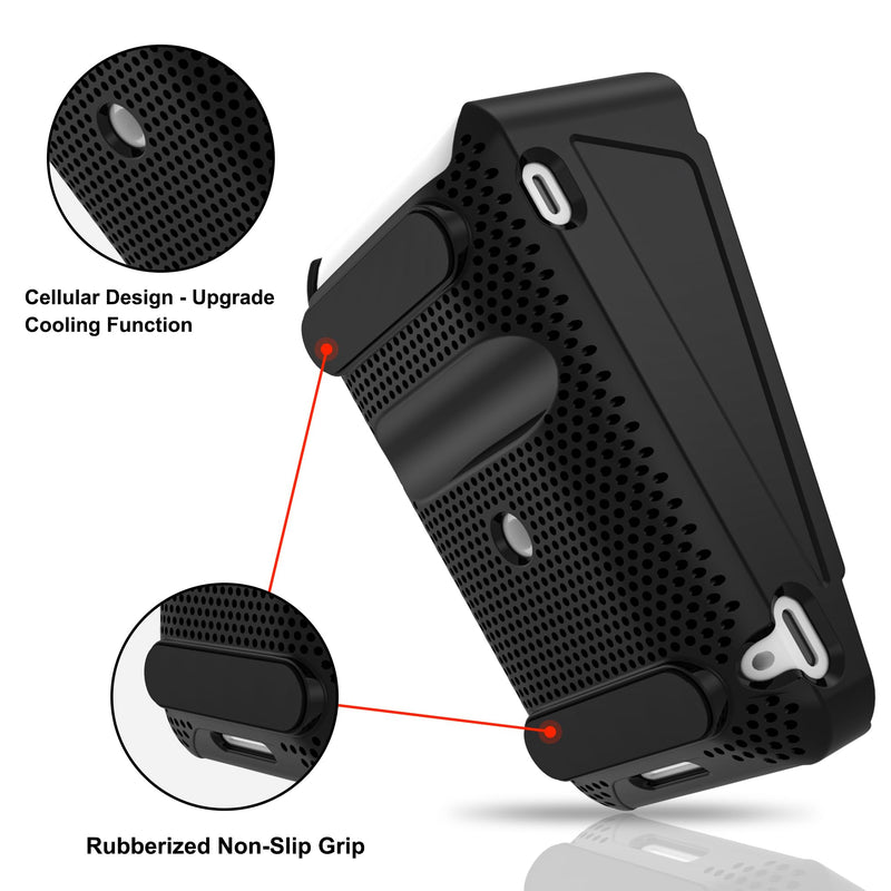 Kailfee Protective Case and Screen Protector*3 for Square Terminal Card Reader - Rubberized Hard Casing with Non-Slip Base and Tempered Glass (Black Black