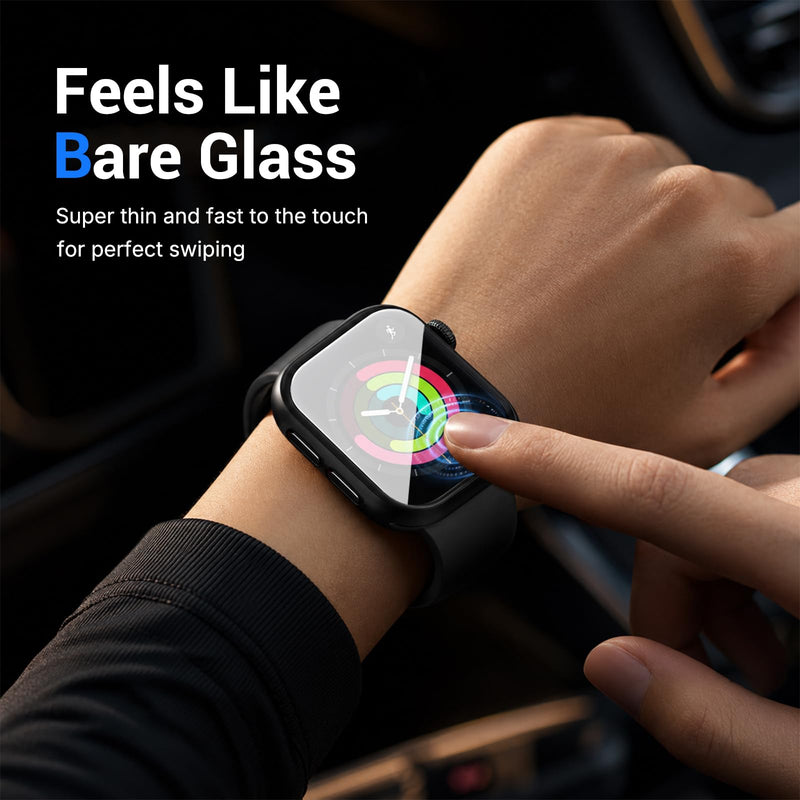 2 Pack Privacy Case for Apple Watch 46mm Series 11 10 | Anti-Spy Touch-Sensitive Tempered Glass Screen Protector, Hard PC Cover, Shatterproof Protective Design, Black 46mm (Series 11 10)