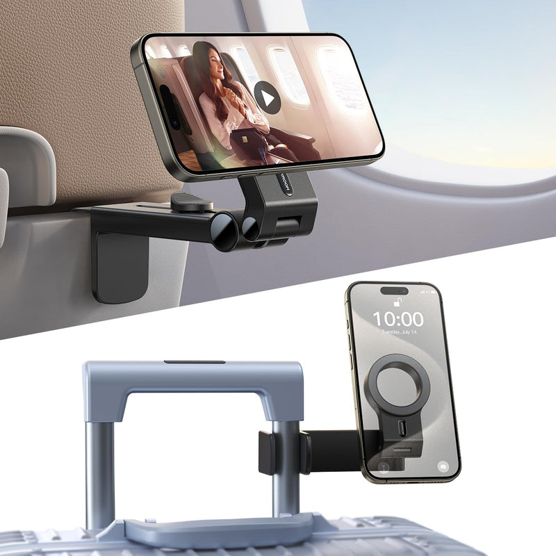 JOYROOM 2 Pack Airplane Phone Holder, Hands-Free Airplane Phone Mount, Airplane Essentials Phone Stand for iPhone 17 Pro Max 16 15 14 13 12, and Magsafe Case Black 2 Units