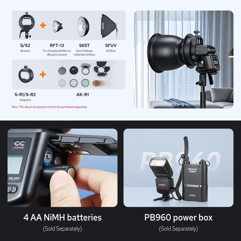 Godox TT520III Camera Flash Speedlite, GN 33 Flash Speedlight with RT-16 Wireless Trigger Transmitter, S1/S2 Optical Sync, PC Sync Port for Canon/Sony/Fujifilm/Nikon/Panasonic/Olympus