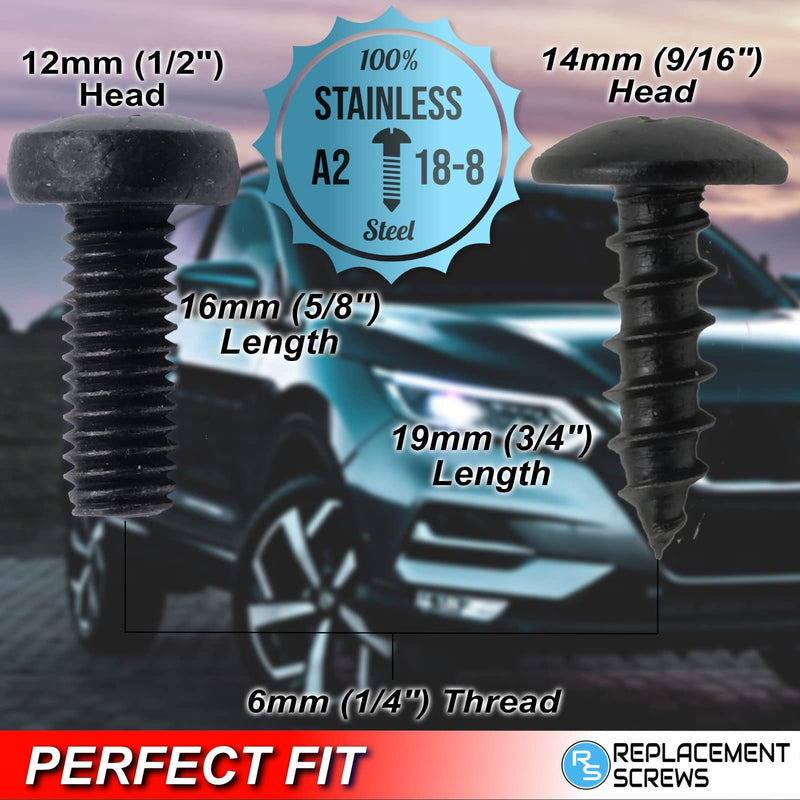 ReplacementScrews License Plate Screws Compatible with Nissan - Stainless Steel - Front or Rear Mounting - Fits All Nissan Models - Black Oxide (Pack of 8)