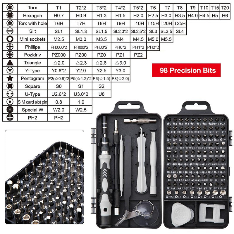 Precision Screwdriver Set, Professional 115 in 1 Magnetic Repair Tool Kit with Case for Computer, Laptop,Mobile Phone,iphone, Tablet, Game Console, Watch, DIY Projects etc