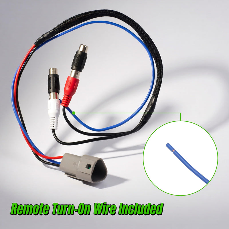 Subwoofer Amplifier Harness for Can Am Defender HD11 10" Display | RCA Audio Output Adapter, Remote Turn-On Wire, Mono Amplifier Connection, Factory Display Integration