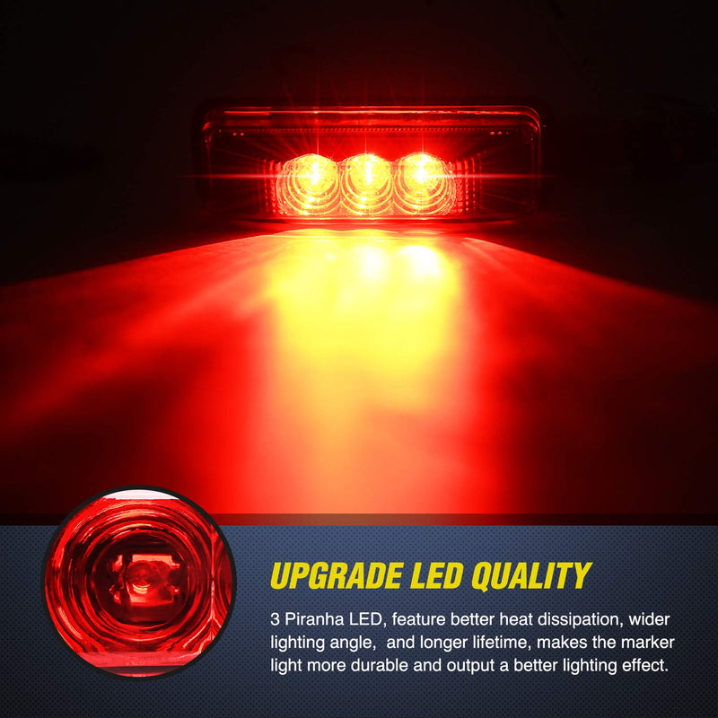 Nilight - TL-32 2PCS 3.9Inch 3 LED Truck Trailer Red Light Front Rear LED Side Marker Lights Clearance Indicator Lamp Rock Light Waterproof Sealed Surface Mounted Red 2Pcs Trailer Light