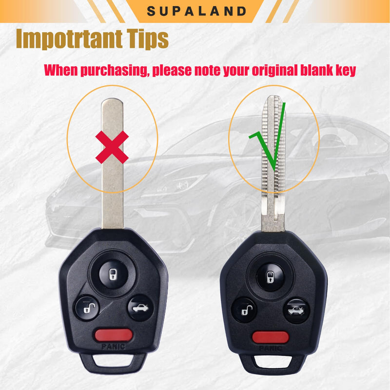 SUPALAND G-Chip Key Fob Fits for Subaru Forester Impreza Legacy Outback WRX STI XV Crosstrek 2012 2013 2014 2015 2016 2017 Remote Control Head Key Replacement CWTWB1U811 (Sets of 2)