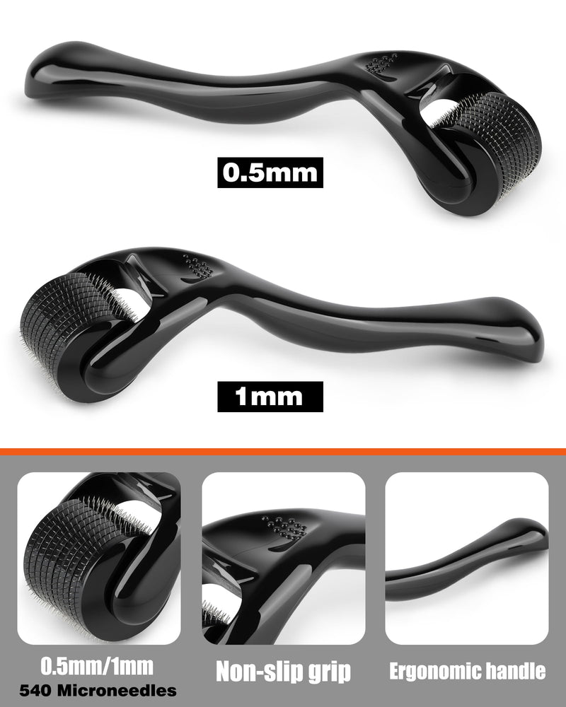 Derma Roller for Hair Growth, 2 Pack Titanium Microneedle Rollers | Titanium Microneedle Derma Rollers For Hair, Beard And Skincare With 0.5mm And 1.0mm Roller Heads