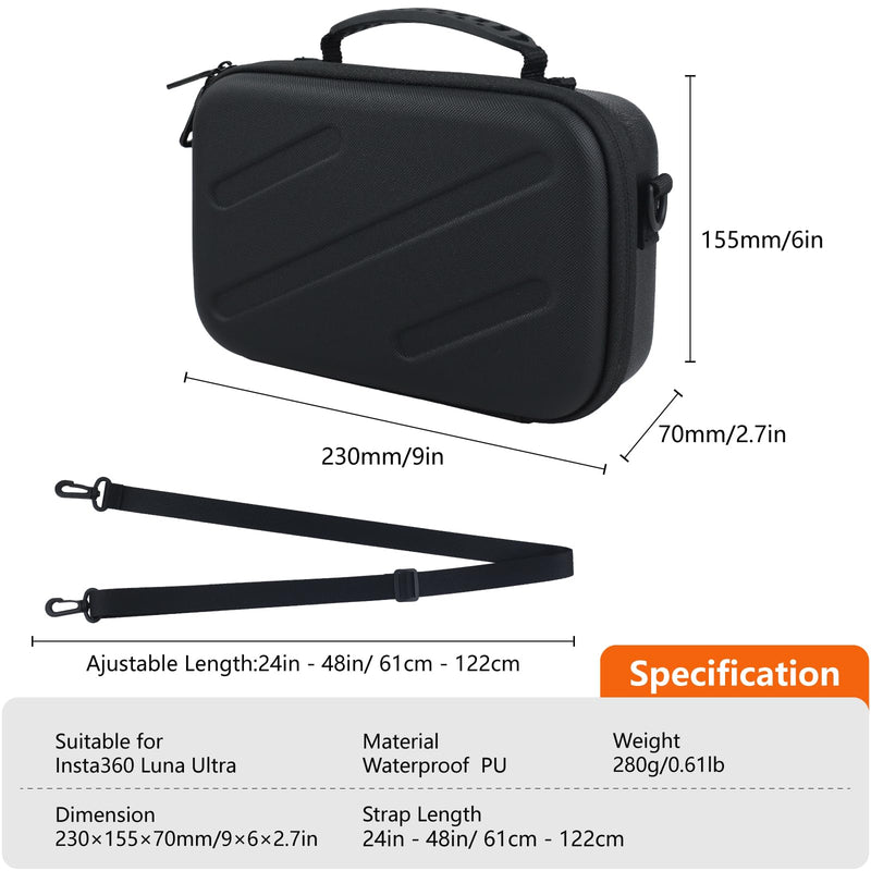 Luna Ultra Carrying Case, Shoulder Bag for Insta360 Luna Ultra Creator Bundle, Compatible with POV Head Tracker, Includes Removable Shoulder Strap