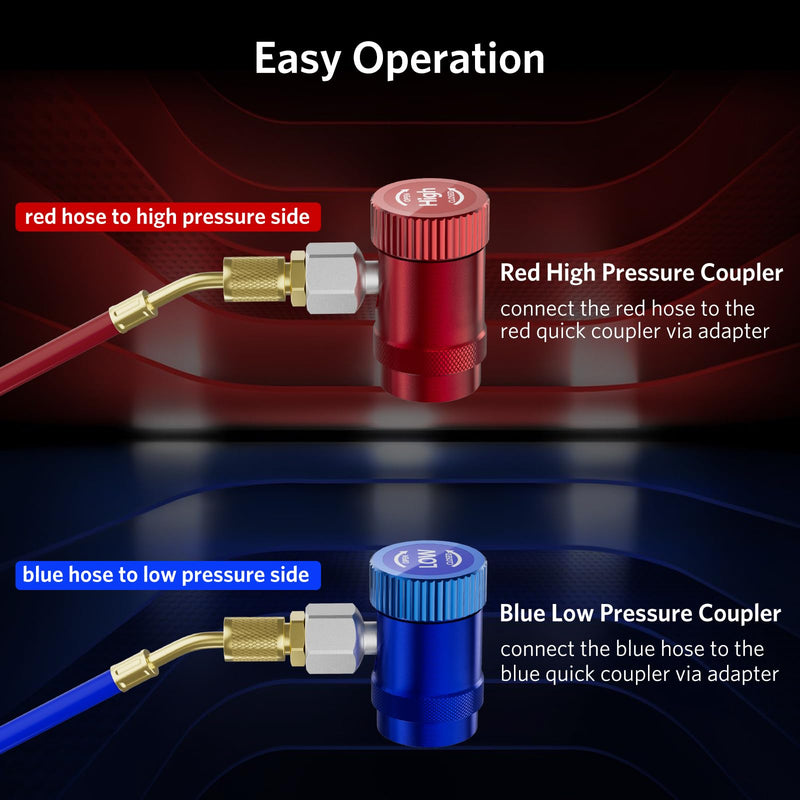 R1234yf Adapter,Adjustable R1234yf Quick Couplers Adapter,Air Conditioning Line Repair Tools High/Low Side Connectors R1234yf Quick Coupler Kit,r-1234yf Adapter Set of 2