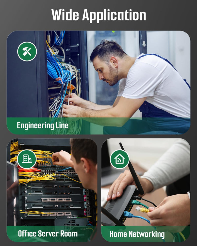 TESMEN TLP-528A Network Cable Tester for RJ11 RJ45, Ethernet Wire Tester for LAN & TEL Continuity and QC Test, for CAT5/CAT6/CAT7, Suitable for Cable Maintenance and Sorting - Green