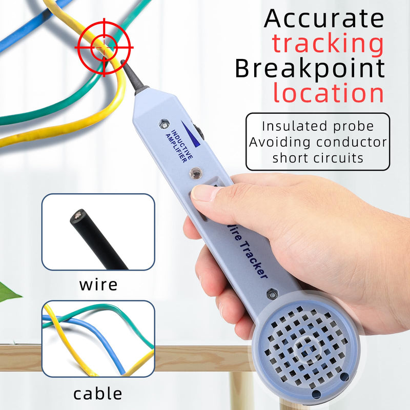 Tone Tracing Probe Kit Wire Tracer Circuit Tester Tone Generator Kit 200EP High Accuracy Cable Tester Line Finder Toner Inductive Amplifier Variable Tone Generator for Network Grey line finder