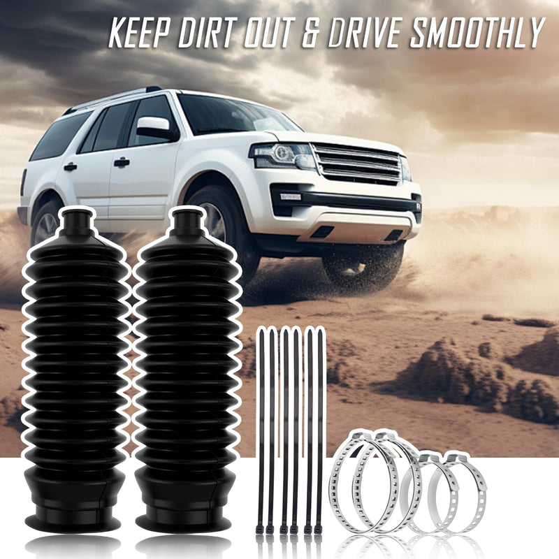 2PCS Inner Tie Rod Boot Kit with Zip Ties & Clamps,Thickened Silicone Rack and Pinion Boot for Steering Components,Durable Anti-Dust Steering Rack Boots Car Accessories