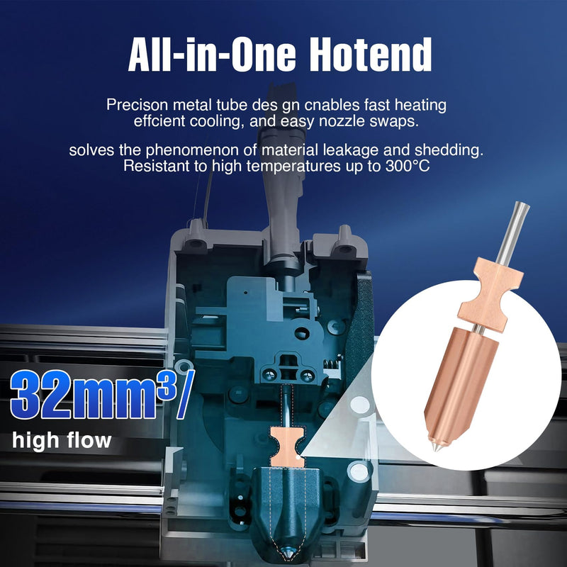 Upgraded AD5X Nozzle 0.25MM 0.4MM 0.6MM AD5X Nozzle with Extra 3X Silicone Cover 1x Nozzle Brush, High Flow 32mm³/s Hotend Kit, High-Speed 3D Printer Part Quick-Detachable 0.25+0.4+0.6MM