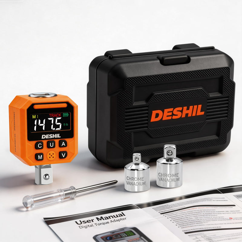 DESHIL 1/2" Digital Torque Adapter Set, 7.4-147.5 Ft.lb/10-200 N.m Digital Torque Wrench Adapter with Buzzer & LED Alert, 1000 Data Storage, 8 Preset Values for Automotive Car Motorcycle Repair 7.4-147.5 Ft-lb/10-200 Nm