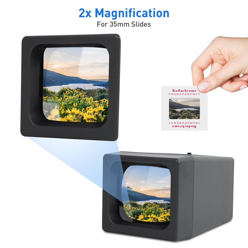35mm Slide and Film Viewer, 2X Magnification Negative Viewer, Desk Top LED Lighted Illuminated Viewing Old Slides (2 AAA Batteries Included)