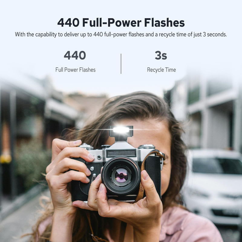 Godox iM20 Camera Flash, Mini Flash Speedlite, 440 Full Power Flashes, Built in Lithium Battery, 5 Power Levels, Single Contact Hot Shoe Design, Compatible for Canon Sony Fuji Nikon Panasonic Olympus