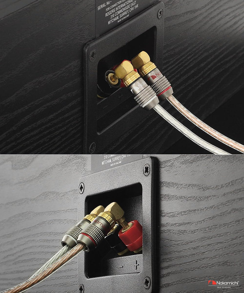 Nakamichi FanLock Excel Series 24k Gold Plated Right-Angle 90 Degree Banana Plug 10 AWG - 18 AWG Gauge Size 4mm for Speakers Amplifier Hi-Fi Home Theatre Wire Cable Quick Connector, 12 Pcs (6-Pairs) 12 Pcs (6-Pairs)