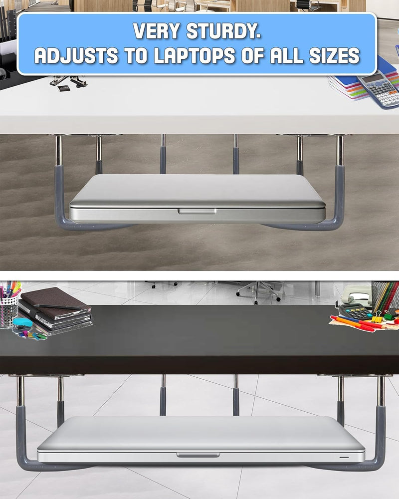 TidyFriend Rubberized Under Desk Laptop Mount - 9 Racks in 3 Sets, Laptop Under Desk Mount, Organizer Rack with Screws 3 Pack