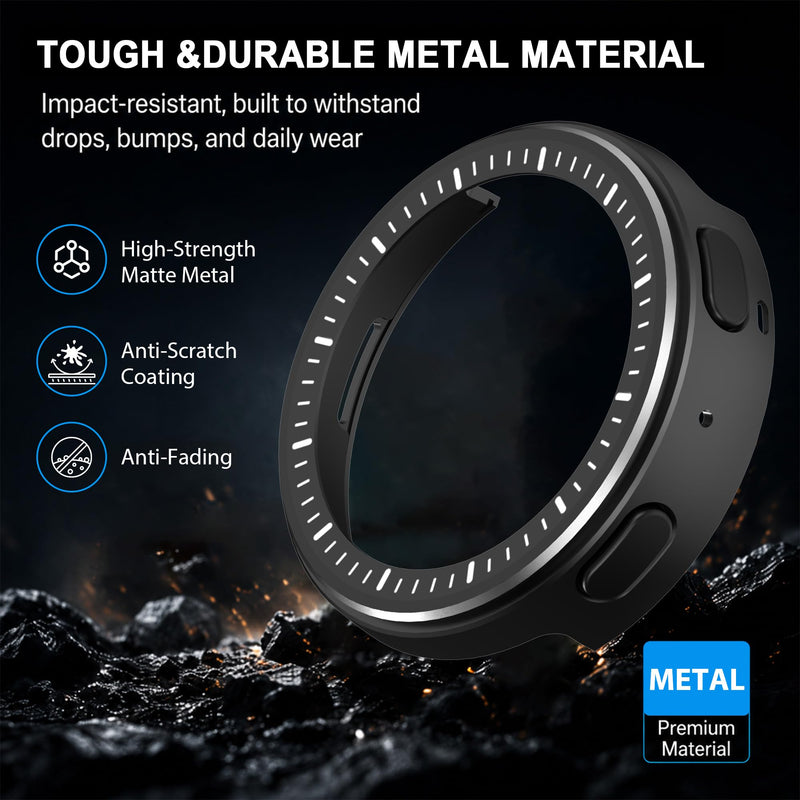 Metal Case for Amazfit Active Max 1.5" Smart Watch with Back Cover, 2 in 1 | Military-Grade | Rugged | Shockproof Hard PC Bumper Protective Cover Fashion Sports Design for Active Max (Black) Black