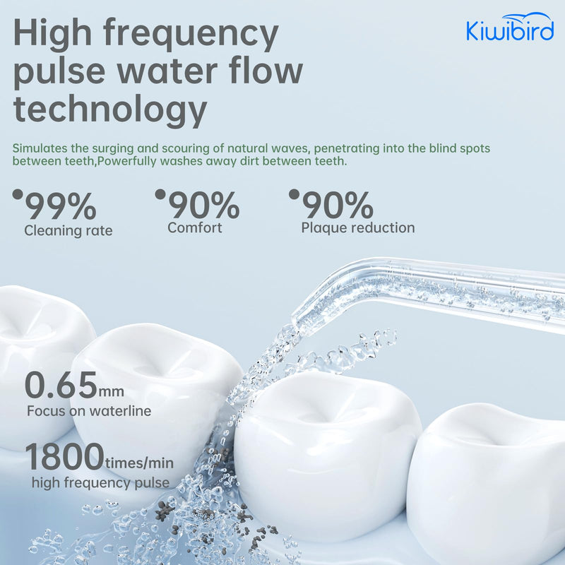 KIWIBIRD Mini Water Flosser for Travel, Ultra-Portable Cordless Oral Irrigator with UVC Light, IPX8 Waterproof 3 Modes, 230mL Teeth Cleaner for Tonsil Stones & Braces Care - Home & Travel (Purple) Purple