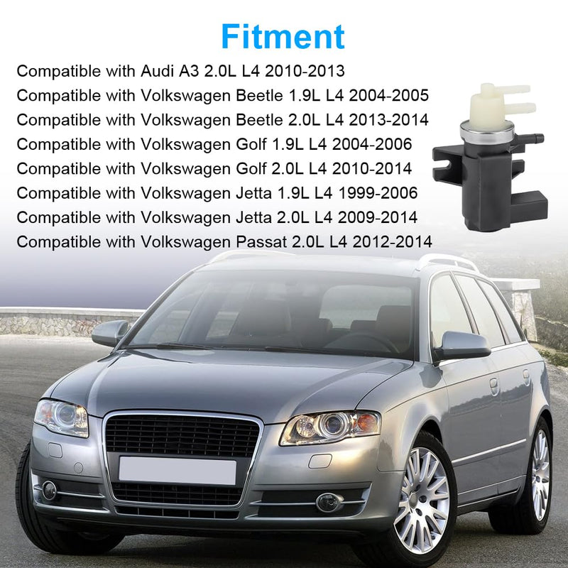 Turbo Boost Pressure Vacuum Control Solenoid Valve Compatible with Audi A3 VW Beetle Golf Jetta Passat Replacement for 1K0906627A 1K0906627B 1J0906627B VS198 1K0-906-627A 1J0-906-627-B