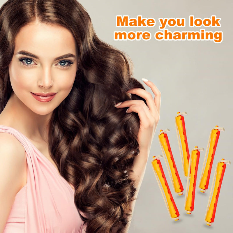 Healeved 24Pcs Hair Perm Rods with Elastic Bands for Women Salon Styling Tool for DIY Curls Wavy Hair and Retro for Home Use