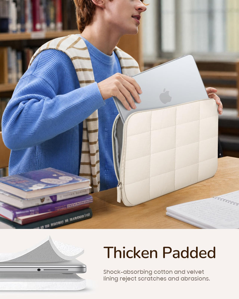 Fintie Sleeve for MacBook Neo 13 inch (2026 A3404) with A18 Pro Chip | Puffy Quilted Puffer Carrying Case Bag (Beige) Beige