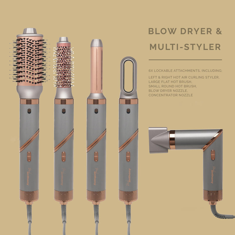 Paul Anthony 'MACH 2' 1000W Multi-Function Folding Blow Dryer and Hair Styler, High Power Motor, 3 Temprature Settings, Lockable Twist Design, 6X Lockable Attachments, Ideal for Men and Women H1201. 1000W Multi Styler Mach 2