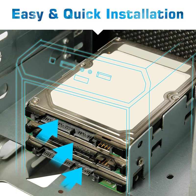 SSD/HDD Metal Mounting Bracket, Convert Any 3.5 inch Solid State Drive/HDD Into One 5.25 inch Drive Bay (3x2.5 SSD/HDD to 5.25 Metal) 3x2.5 SSD/HDD TO 5.25 Metal
