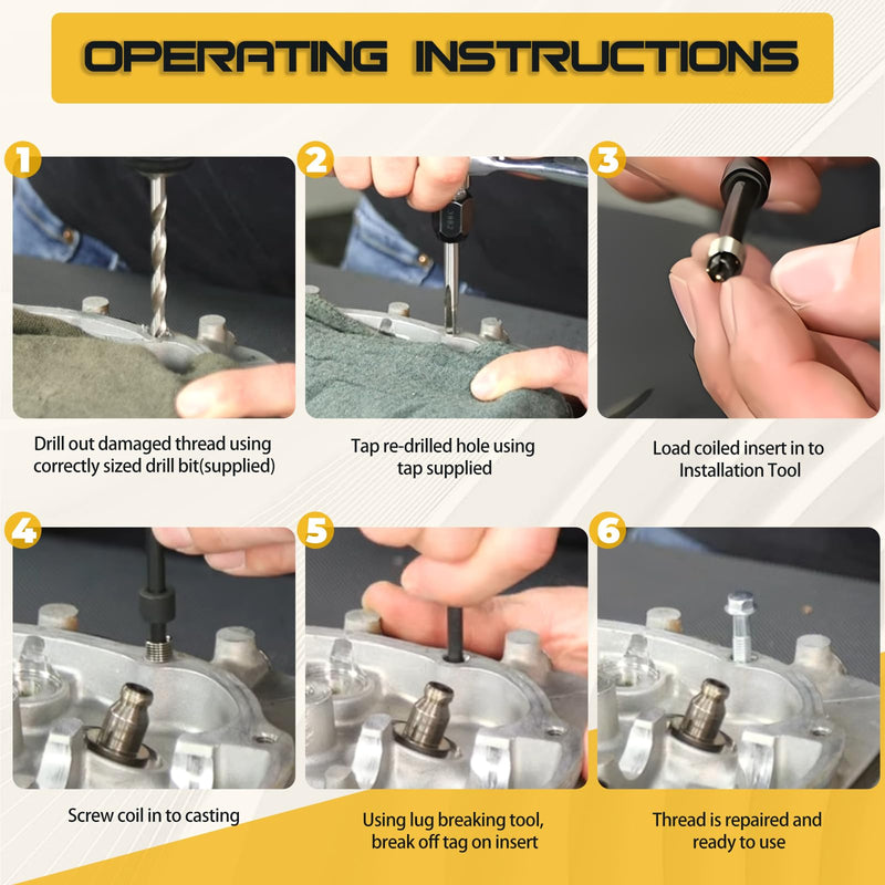 5/16-18 in Thread Repair Kit, SAE Helicoil Thread Repair Kit with HSS Drill and Stainless Inserts for All Metals, Composites, Polymers and Other Materials 5/16-18 In