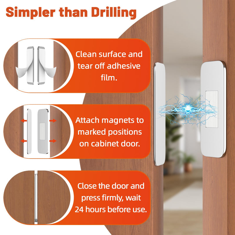 20 Pack No Drill Magnetic Cabinet Catch, Jiayi Invisible Ultra Thin Drawer Magnets, Stainless Steel Magnet Latch with Strong Adhesive for Quiet Closure, Bathroom Vanities, Desks, Closets, French Doors Silver 20